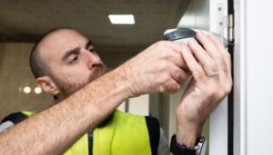 young-man-fixing-door-with-screwdrive